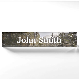Winter Snowy Mountain Scene in Montana Nameplate