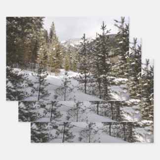 Winter Snowy Mountain Scene in Montana Wrapping Paper Sheet