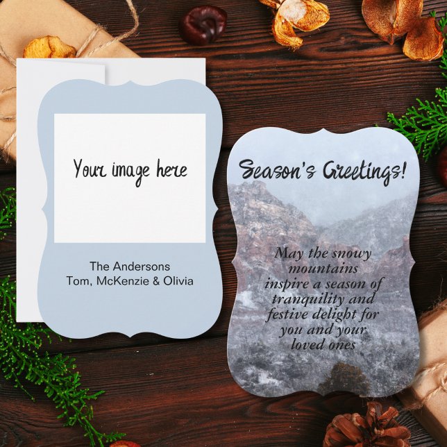 Winter Snowy Mountains Personalised Holiday Card (Creator Uploaded)