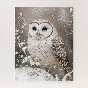 Winter Snowy Owl In Snow Jigsaw Puzzle