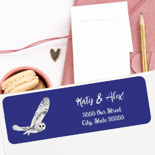 Winter Snowy Owl Watercolor Blue Modern Nature