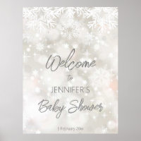 Winter snowy pastel colours baby shower welcome