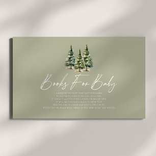 Winter Snowy Pine Tree Baby Shower Books For Baby Enclosure Card