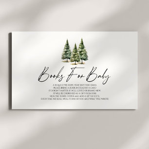 Winter Snowy Pine Tree Baby Shower Books For Baby Enclosure Card