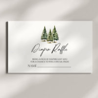 Winter Snowy Pine Tree Baby Shower Diaper Raffle