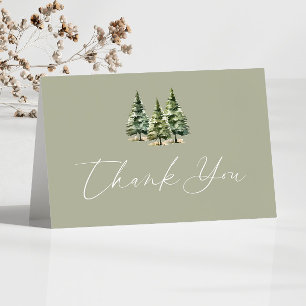 Winter Snowy Pine Tree Wedding Thank You Card