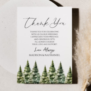 Winter Snowy Pine Tree Wedding Thank You Card