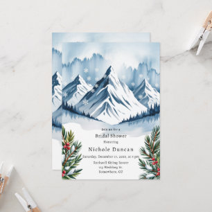 Winter Snowy Pine Wreath Bridal Shower Invitation