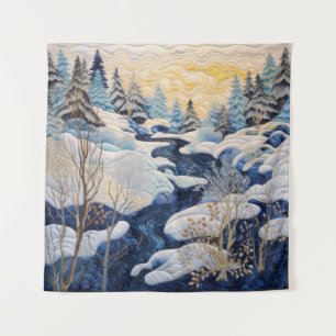 Winter Snowy Quilt Tapestry