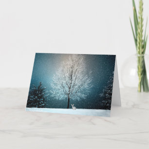 Winter Snowy Rabbit Nature Christmas Holiday Card