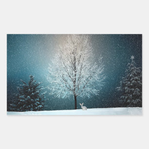 Winter Snowy Trees and Bunny Holiday Stickers