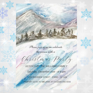 Winter Snowy Trees Christmas Party Watercolor Holiday Card