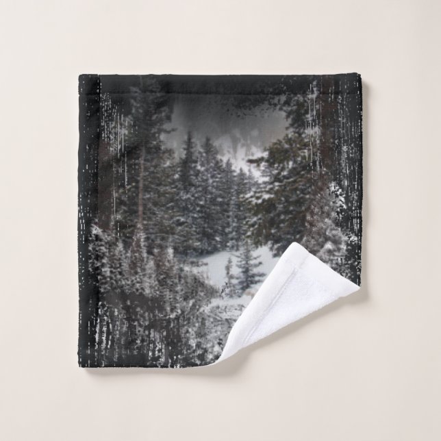 Winter Snowy Trees | Snowy Forest Bath Towel (Wash Cloth)