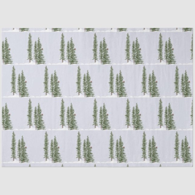 Winter snowy woodland scene with cardinal tissue paper (Front)