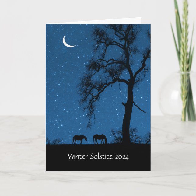 Winter Solstice 2024 With Horses Crescent Moon  Card (Front)
