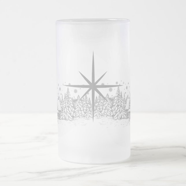 Winter Solstice Blessing Frosted Glass Beer Mug (Center)