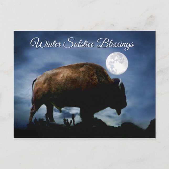 Winter Solstice Blessings Buffalo Postcards (Front)