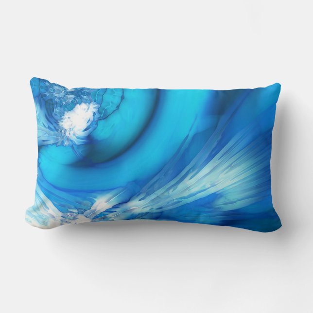 Winter Solstice Blue Abstract Lumbar Cushion (Front)