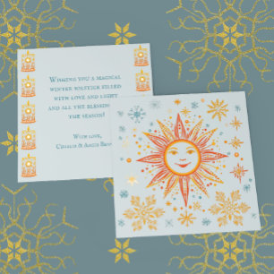 Winter Solstice Folk Art Sun Holiday Greeting Card