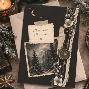 Winter Solstice Forest Celestial Gothic Holiday Card