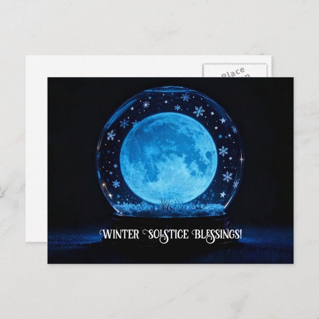 Winter Solstice Full Moon Mystical Crystal Ball Holiday Postcard (Front/Back)