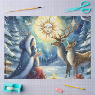 Winter Solstice Goddess Forest-Deer tissue paper