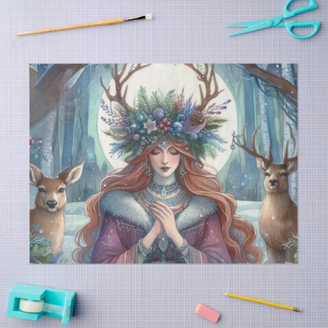 Winter Solstice Goddess Forest-Themed tissue paper (Craft)
