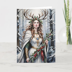 Winter Solstice Goddess in the Forest Holiday Card