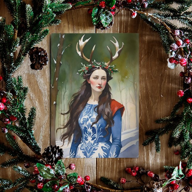 Winter Solstice Goddess in the Forest Holiday Card (Creator Uploaded)