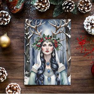 Winter Solstice Goddess in the Forest Holiday Card