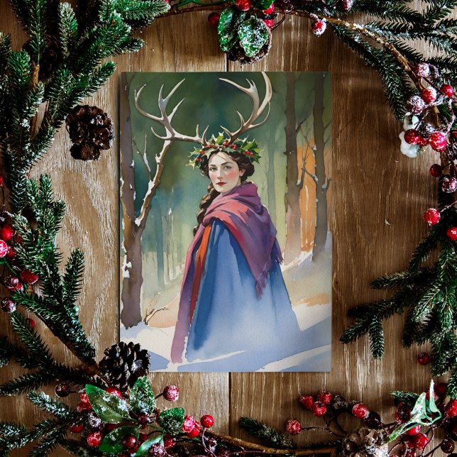 Winter Solstice Goddess in the Forest Holiday Card (Creator Uploaded)