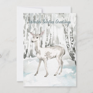 Winter Solstice Greeting Woodland Forest Doe Deer Card