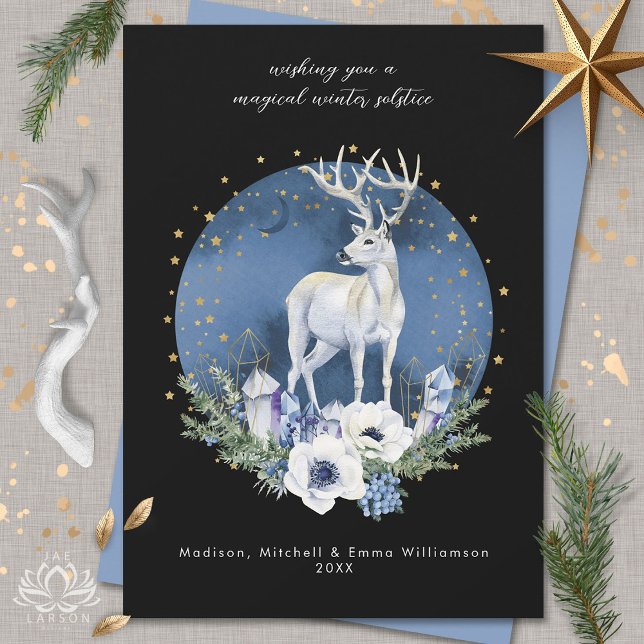 Winter Solstice Holiday Deer Blue White Christmas Invitation (Creator Uploaded)