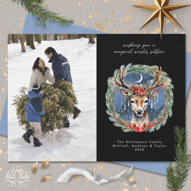 Winter Solstice Holiday Deer Yule Christmas Photo Card (Creator Uploaded)