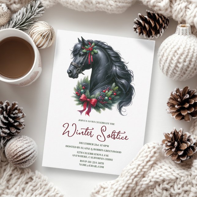 Winter Solstice Holly Yule Horse Pagan Holiday Invitation (Winter Solstice Holly Yule Horse Pagan Holiday Invitation)