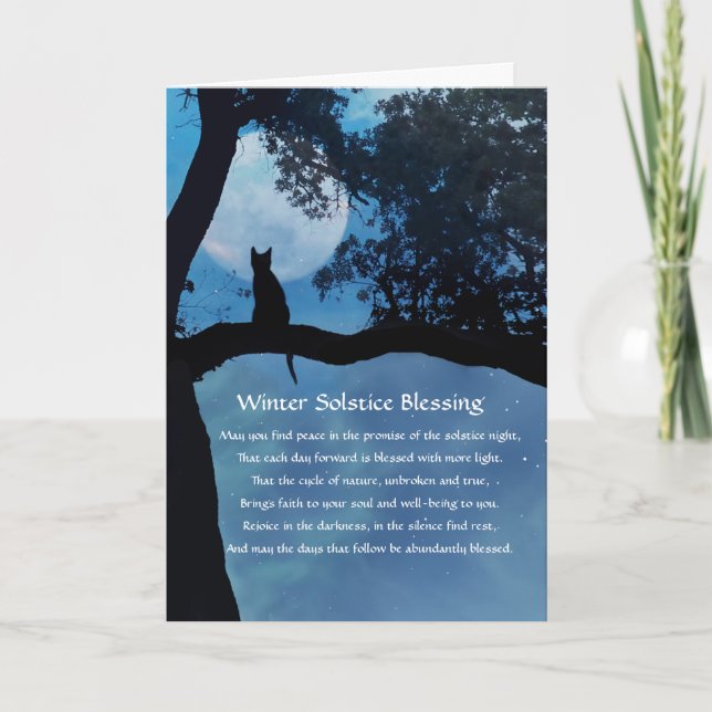 Winter Solstice Kitty Blessings Holiday Card (Front)