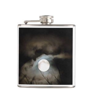 Winter Solstice Moon Celestial Art Hip Flask