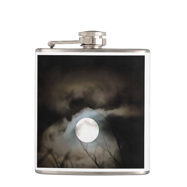 Winter Solstice Moon Celestial Art Hip Flask (Front)