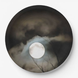 Winter Solstice Moon Celestial Art Paper Plate