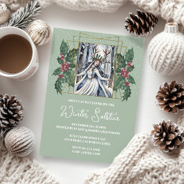 Winter Solstice Nature Goddess Boho Holly Invitation