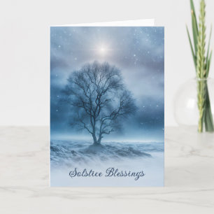 Winter Solstice Pretty Tree in the Night with Snow Card