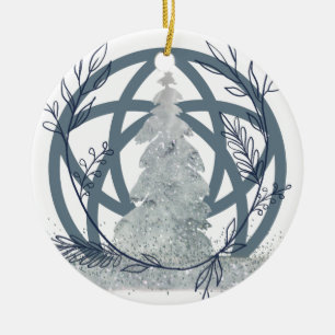 Winter Solstice Snow Glitter Tree Custom Name Ceramic Tree Decoration