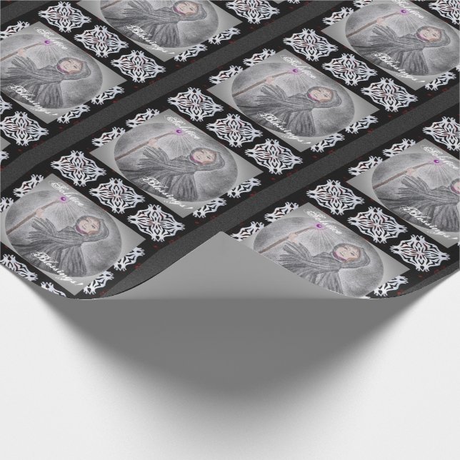 Winter Solstice Snow Maker Witch Pagan Wrapping Paper (Corner)