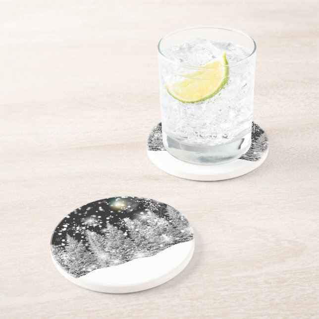 Winter Solstice Snowfall  Gift Box Coaster (Side)