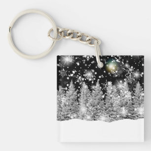 Winter Solstice Snowfall  Gift Box Coaster Key Ring