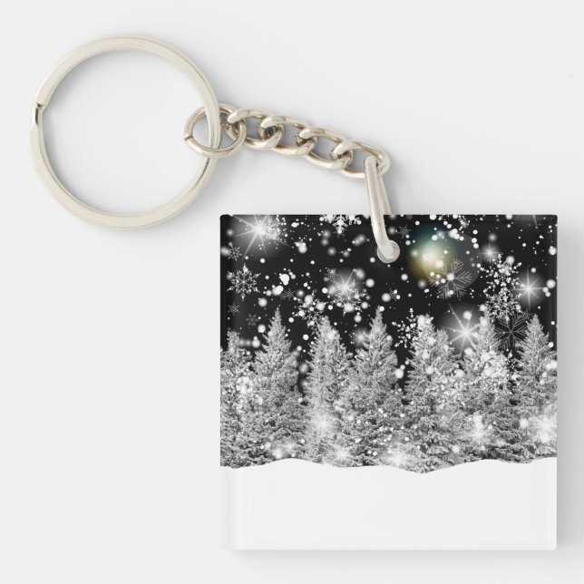 Winter Solstice Snowfall Key Ring (Front)