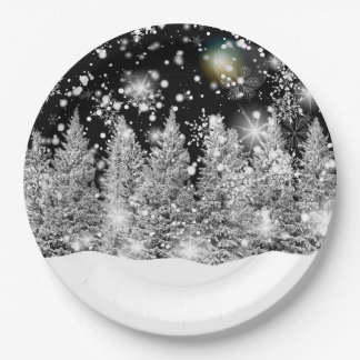 Winter Solstice Snowfall Paper Plate
