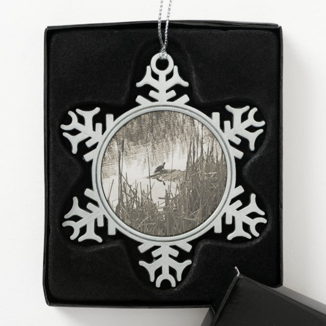 Winter Solstice Snowflake Pewter Christmas Ornament (Box)