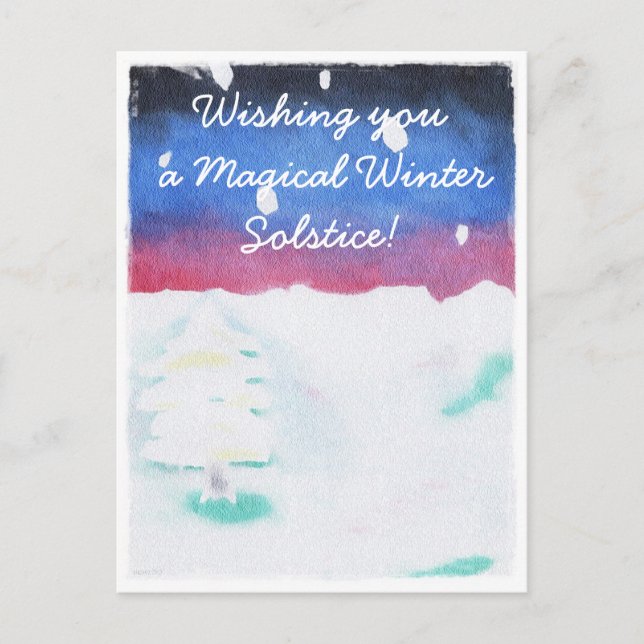Winter Solstice Snowy Scene Yule Postcard (Front)