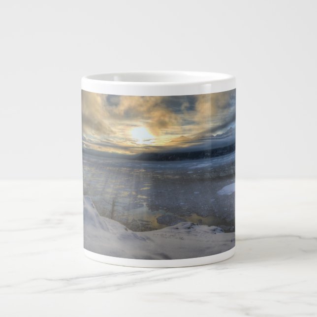 Winter Solstice Turnagain Arm Large Coffee Mug (Front)